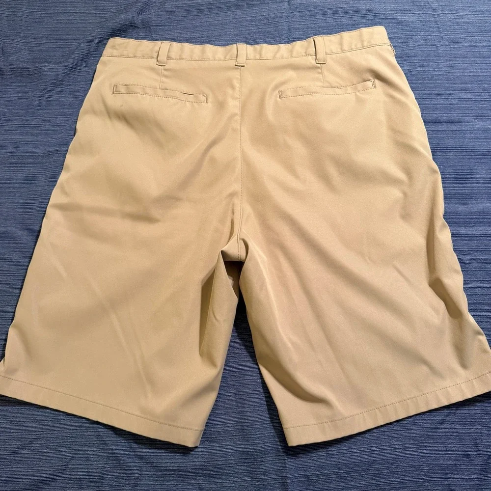 Lands End Mens Performance Golf Shorts Tan Khaki Size‎ 37 Stretch Zip Pockets